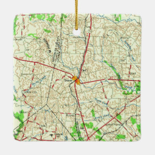 Shiner TX Topo Map Ceramic Ornament