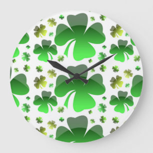 Shiney Shamrocks Large Clock
