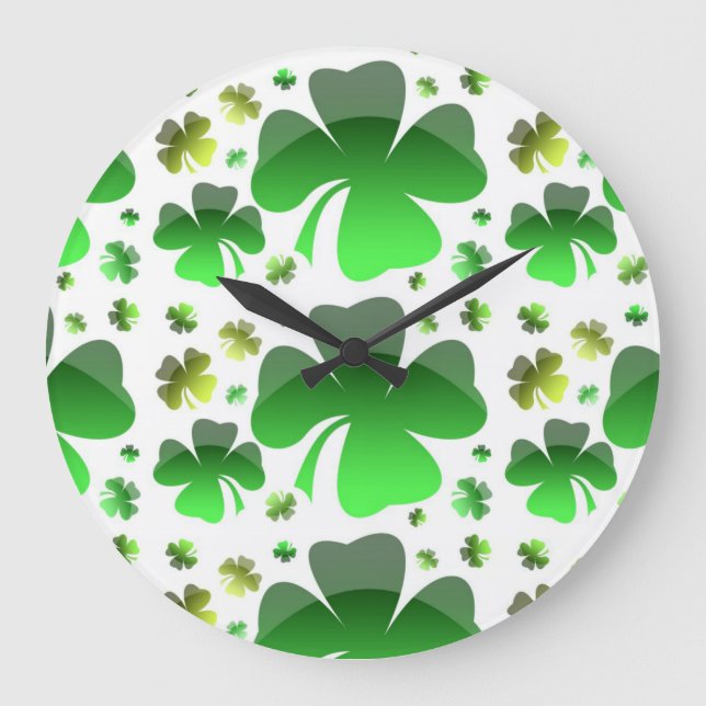 Shiney Shamrocks Large Clock (Front)