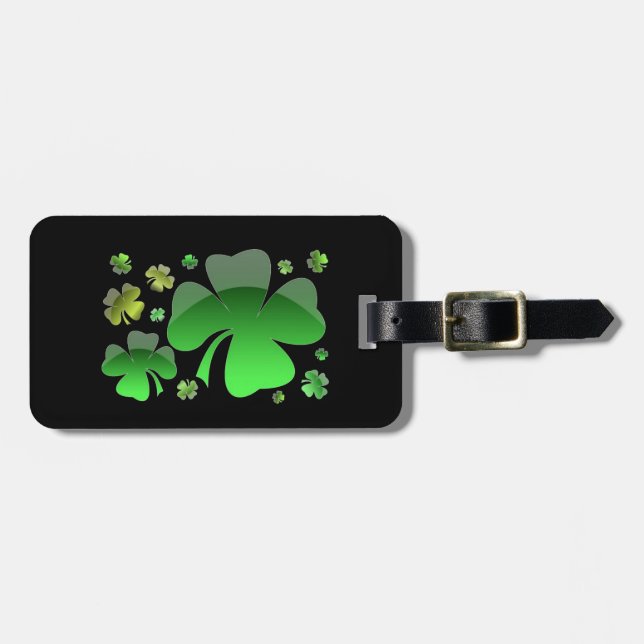 Shiney Shamrocks Luggage Tag (Front Horizontal)