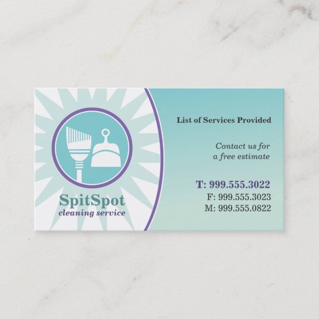 Shining Bright Cleaning Service Business Card (Front)