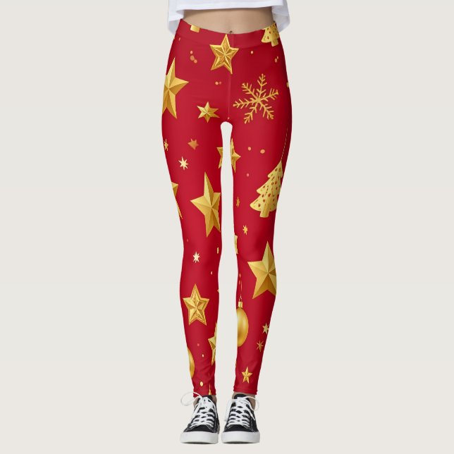 Shining Bright on Christmas Night Leggings (Front)