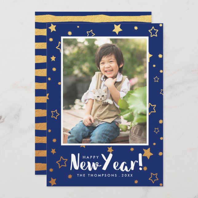 Shining Bright Photo New Year's Card (Front/Back)