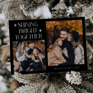 Shining Bright Stars Black Multi Photo Holiday Card