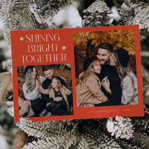 Shining Bright Stars Retro Red Multi Photo Holiday Card