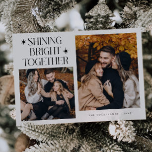 Shining Bright Stars White Multi Photo Holiday Card