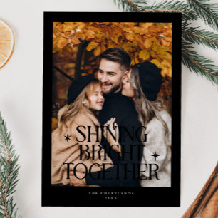Shining Bright Together Photo Black Holiday Card