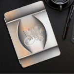 Shining brushed steel monogram  iPad pro cover<br><div class="desc">This beautiful iPad case is decorated with a very realistic brushed steel imitation with shadows and highlights. In the middle, like a heart opening, the metal opens to reveal your monogram, written with beautiful letters in script and sans serif fonts, elegantly interlaced and whose shadows and lights imitate embossing and...</div>
