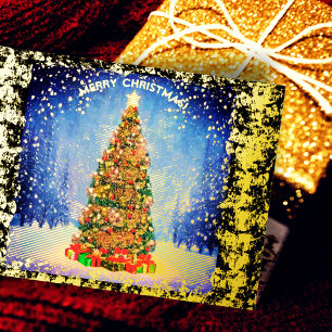 Shining Christmas tree Foil Holiday Postcard