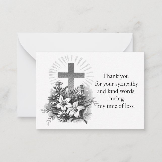Shining Cross Flower Thank You Card (Front)