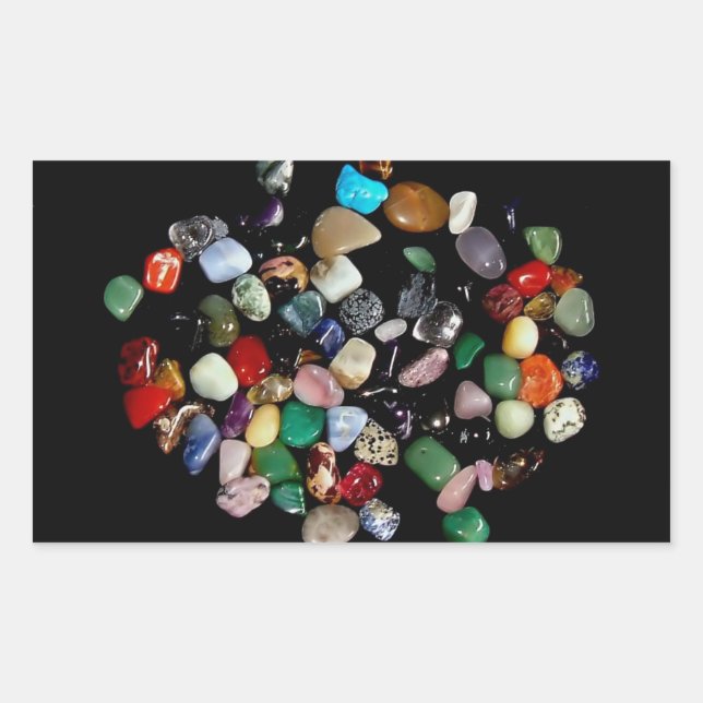 Shining crystals and gemstones rectangular sticker (Front)