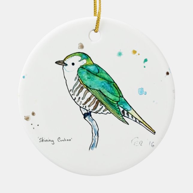 Shining Cuckoo Ceramic Tree Decoration (Front)