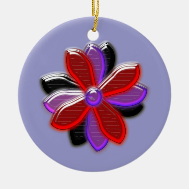 Shining Daisy Flower Custom Birthday Ceramic Tree Decoration (Front)