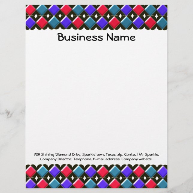 Shining Diamonds Customisable Letterhead Template (Front)