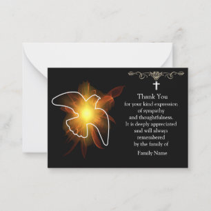 Shining Dove After Funeral Thank You Cards