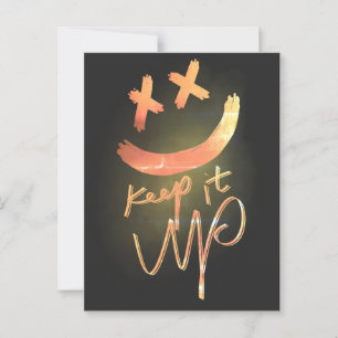 Shining Gold Keep it Up Funny Smile Emoji Postcard