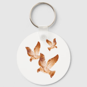 Shining Golden Doves Key Ring