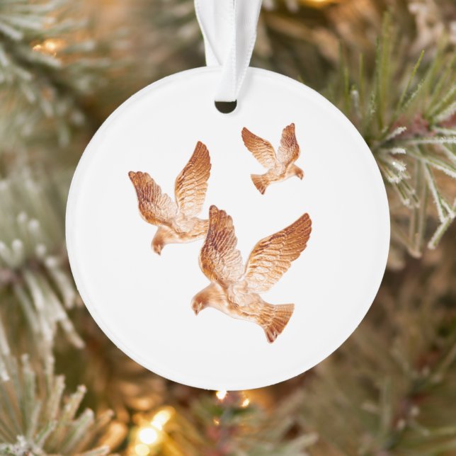 Shining Golden Doves Personalised Photo Ornament (Tree)