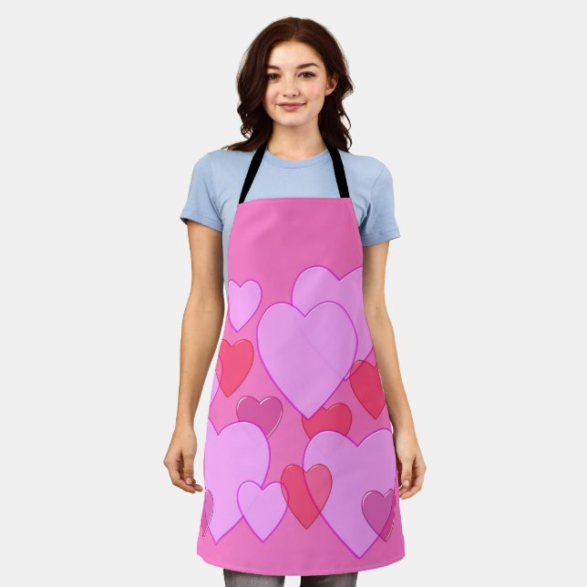 Shining heart Valentine background pink Apron (Worn)