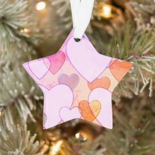 Shining heart Valentine background pink Ceramic Or Ornament