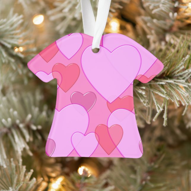 Shining heart Valentine background pink Ceramic Or Ornament (Tree)