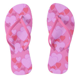 Shining heart Valentine background pink Flip Flops