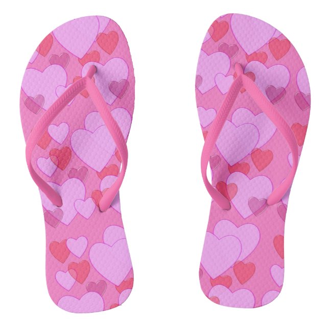 Shining heart Valentine background pink Flip Flops (Footbed)