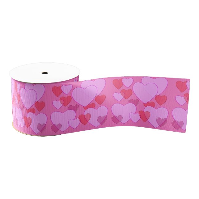 Shining heart Valentine background pink Grosgrain Ribbon (Spool)