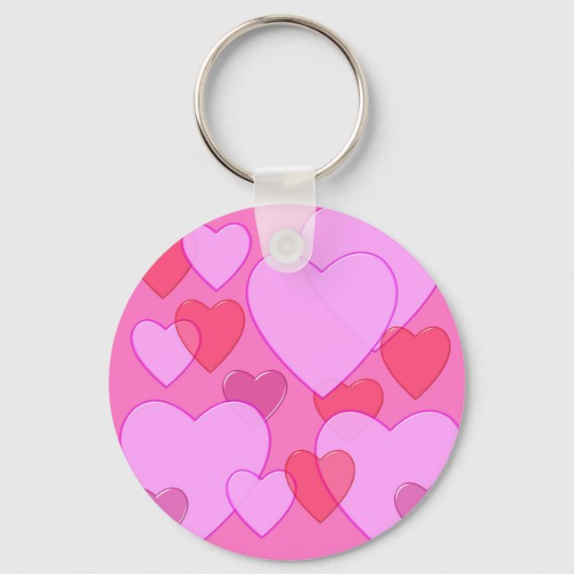 Shining heart Valentine background pink Key Ring (Front)
