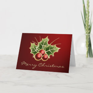 Shining Holly Berry Christmas design Holiday Card