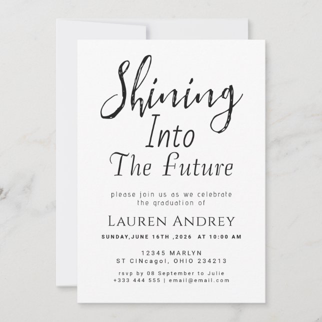 Shining Into The Future Graduation Party  Invitation (Front)