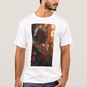 Shining Knight in Red Armour Mediaeval Fantasy T-S T-Shirt