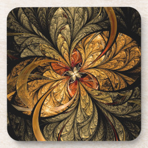 Shining Leaves Fractal Art Coaster