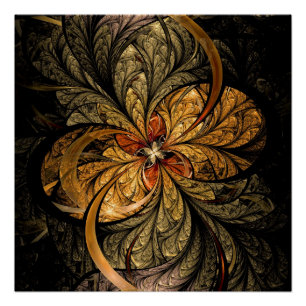 Shining Leaves Fractal Art Poster