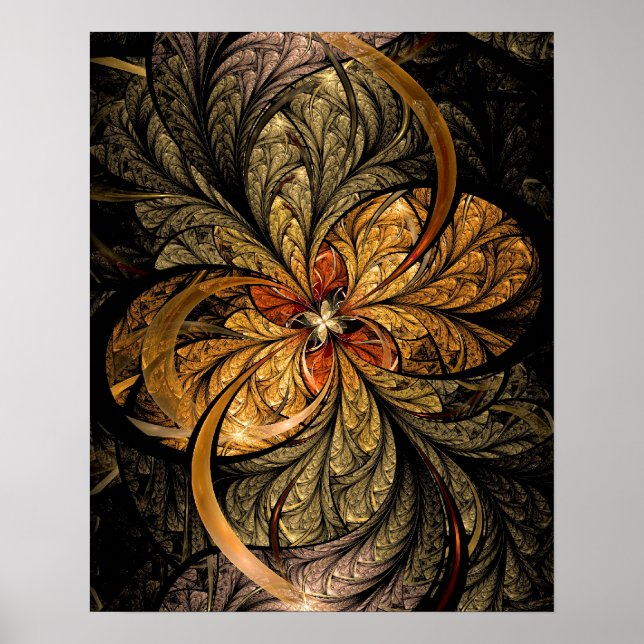 Shining Leaves Fractal Art Poster (Front)