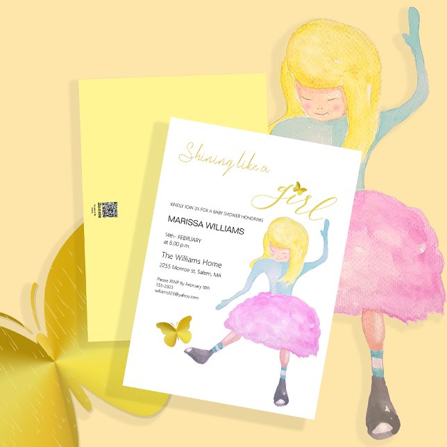 Shining Like a Girl Watercolor Illustration Holiday Card (Creator Uploaded)