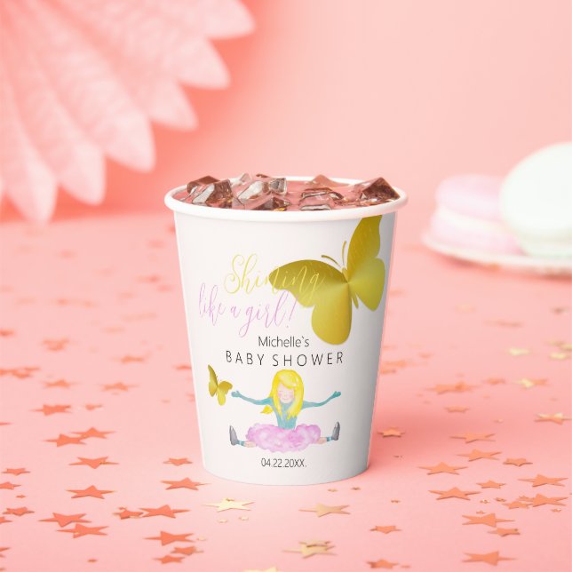 Shining Like A Girl Watercolor Illustration Paper Cups (Insitu)