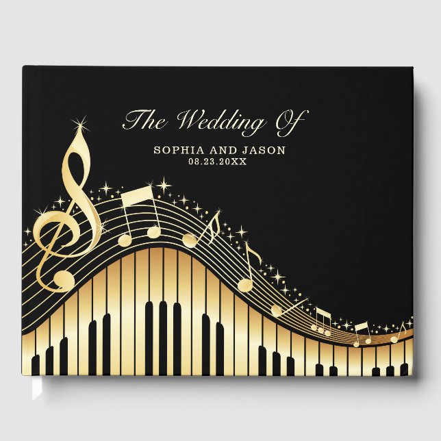 Shining Notes and Clef  Guest Book (Front)