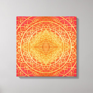 Shining Orange Gold Red Mandala Pattern Canvas Print