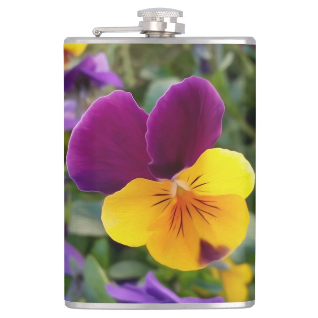 Shining pansies hip flask (Front)