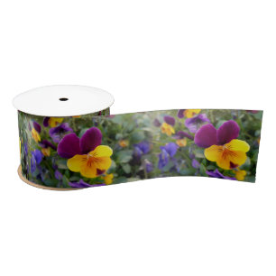 Shining pansies satin ribbon