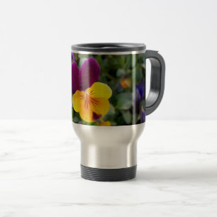 Shining pansies travel mug