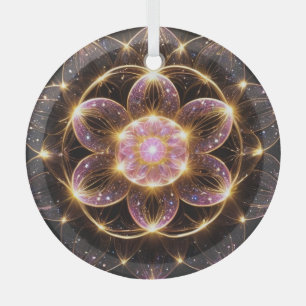 shining pink flower glass tree decoration