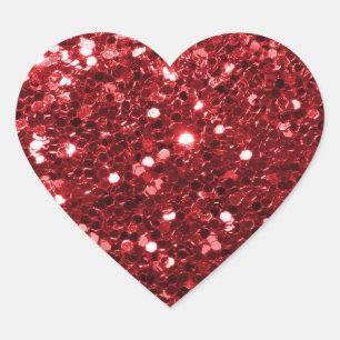 Shining Red Glitter Faux Glitter Sparkle Heart Sticker