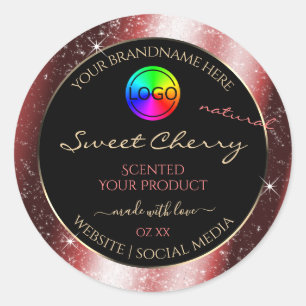 Shining Red Glitter Frame Product Label with Logo