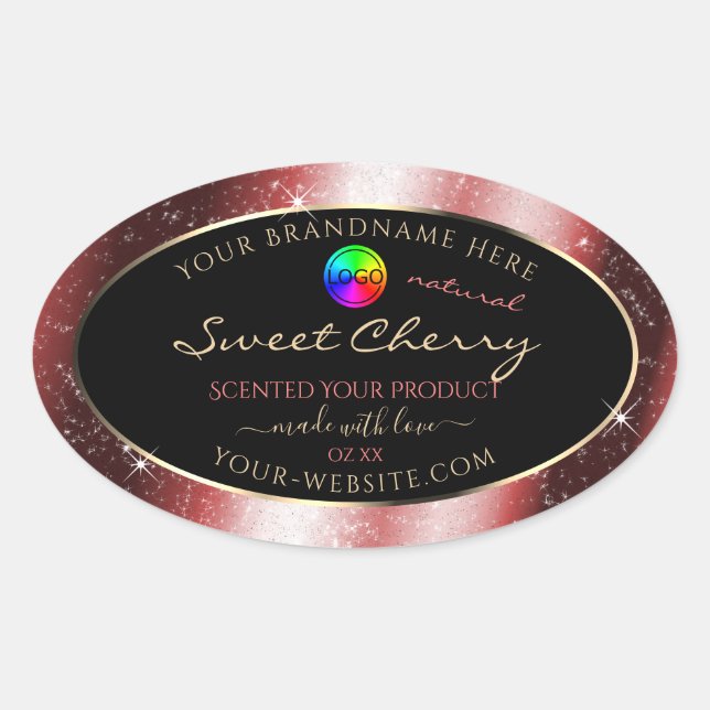 Shining Red Glitter Frame Product Label with Logo (Front)