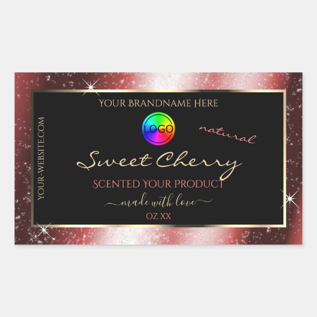 Shining Red Glitter Frame Product Label with Logo (Front)