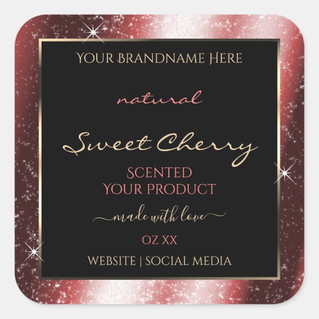 Shining Red Sparkle Glitter Frame Product Label (Front)