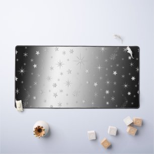 Shining Silver Stars on a Christmas-Lit Sky Desk Mat