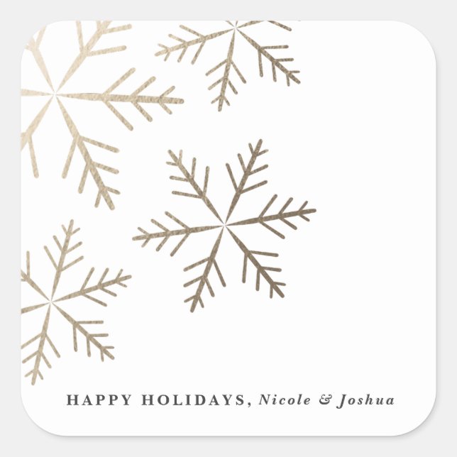 Shining snowflake faux foil holiday square sticker (Front)